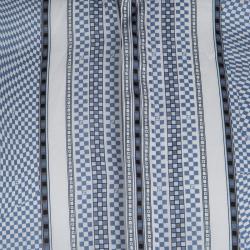 Fendi Blue and White Optical Illusion Print Short Sleeve Shirt L