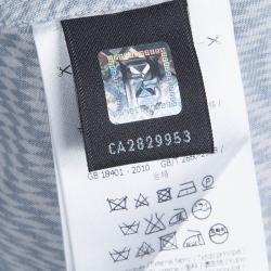 Fendi Blue and White Optical Illusion Print Short Sleeve Shirt L