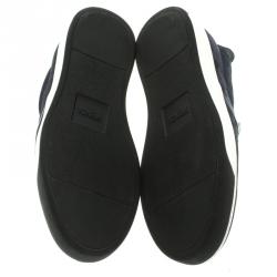 Fendi Navy Blue Suede Monster Slip On Sneakers Size 42