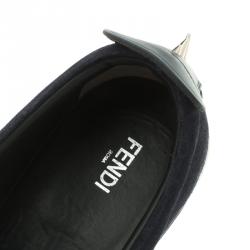Fendi Navy Blue Suede Monster Slip On Sneakers Size 42