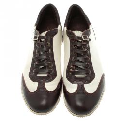 مملوكة مسبقًا Fendi Two Tone Leather Low Top Sneakers Size 44