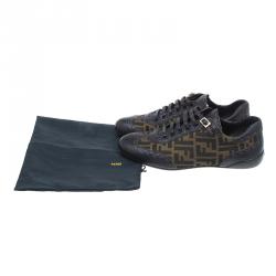 Fendi Tobacco Zucca Canvas and Leather Trim Lace Up Sneakers Size 42