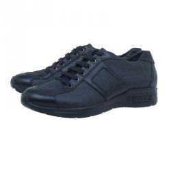 Fendi Black Zucca Canvas and Leather Sneakers Size 42.5
