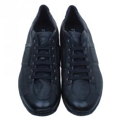 Fendi Black Zucca Canvas and Leather Sneakers Size 42.5