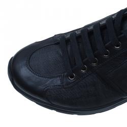 Fendi Black Zucca Canvas and Leather Sneakers Size 42.5