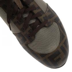 Fendi Two Tone Zucca Canvas and Suede Sneakers Size 44