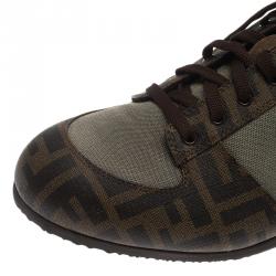 Fendi Two Tone Zucca Canvas and Suede Sneakers Size 44