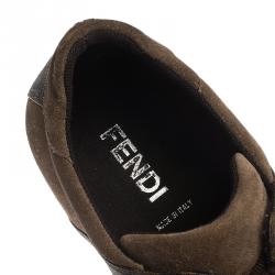 Fendi Two Tone Zucca Canvas and Suede Sneakers Size 44