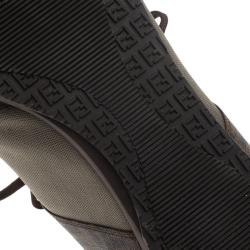 Fendi Two Tone Zucca Canvas and Suede Sneakers Size 44