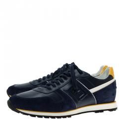 Pre Owned Fendi Tricolor Suede and Leather Lace Up Sneakers Size 41