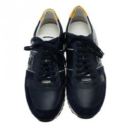 Pre Owned Fendi Tricolor Suede and Leather Lace Up Sneakers Size 41