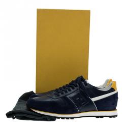 Pre Owned Fendi Tricolor Suede and Leather Lace Up Sneakers Size 41