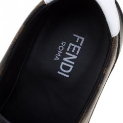 Fendi Brown Zucca Coated Canvas Slip On Sneakers Size 45