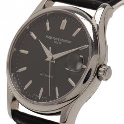 Pre Owned Frederique Constant Black Stainless Steel Classic Men's Wristwatch 37MM