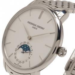 مملوكة مسبقًا Frederique Constant White Stainless Steel Slimline Men's Wristwatch 41MM
