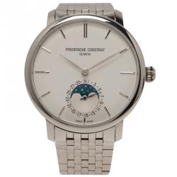 مملوكة مسبقًا Frederique Constant White Stainless Steel Slimline Men's Wristwatch 41MM