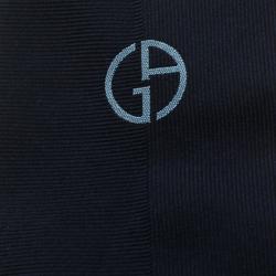 Pre Owned Giorgio Armani Navy Blue Logo Detail Silk Tie