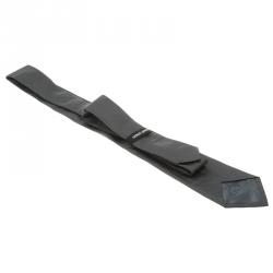 Pre Owned Giorgio Armani Grey Signature Logo Detail Silk Tie