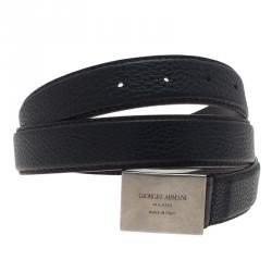 Giorgio Armani Black Leather Belt Size 52