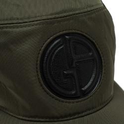 Giorgio Armani Green Nylon and Leather Logo Baseball Cap Size 59