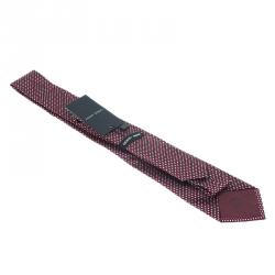 Pre Owned Giorgio Armani Red Woven Silk Tie 