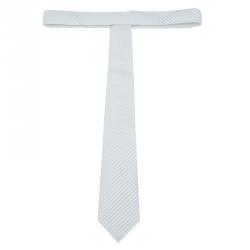 Pre Owned Giorgio Armani White Woven Silk Tie