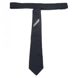 Pre Owned Giorgio Armani Black Signature Silk Tie 