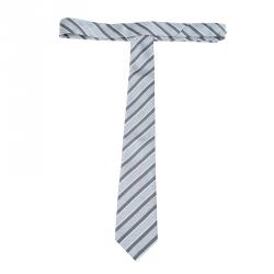 Pre Owned Giorgio Armani Grey Striped Silk 