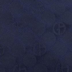 Pre Owned Giorgio Armani Navy Blue Monogram Polka Dot Silk Tie