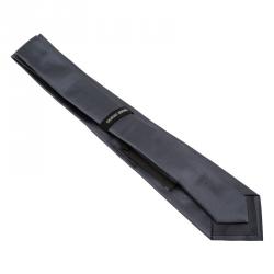Pre Owned Giorgio Armani Grey Logo Silk Tie
