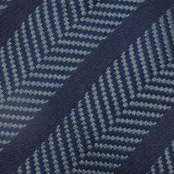 Pre Owned Giorgio Aramani Navy Blue Striped Texured Silk Tie