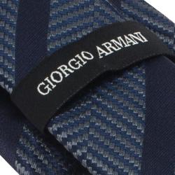 Pre Owned Giorgio Aramani Navy Blue Striped Texured Silk Tie
