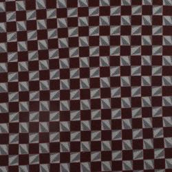 Pre Owned Giorgio Armani Grey and Burgundy Check Print Silk Tie