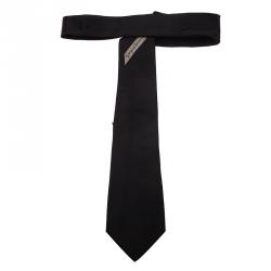 Pre Owned Giorgio Armani Black Signature Silk Tie