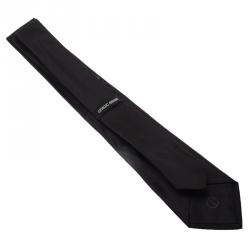 Pre Owned Giorgio Armani Black Signature Silk Tie