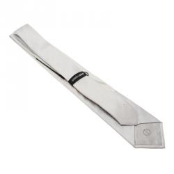 Pre Owned Giorgio Armani Silver Textured Silk Tie