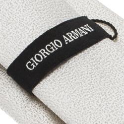 Pre Owned Giorgio Armani Silver Textured Silk Tie