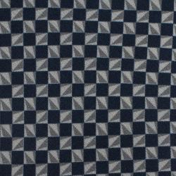 Pre Owned Giorgio Armani Grey and Blue Check Print Silk Tie