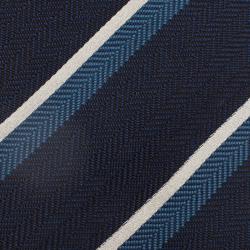 Pre Owned Giorgio Armani Blue Striped Textured Silk Tie
