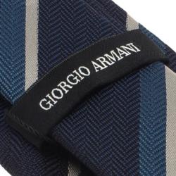 Pre Owned Giorgio Armani Blue Striped Textured Silk Tie