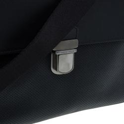 Giorgio Armani Black Saffiano and Perforated Leather Messenger Bag