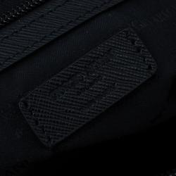 Giorgio Armani Black Saffiano and Perforated Leather Messenger Bag