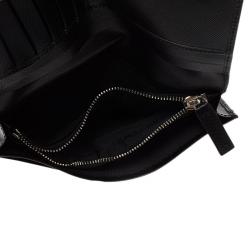 Giorgio Armani Black Textured Leather Bifold Long Wallet