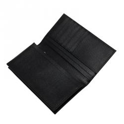 Giorgio Armani Black Textured Leather Bifold Long Wallet