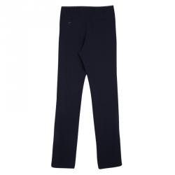 Pre Owned Giorgio Armani Navy Blue Waffle Pique Tailored Trousers XS