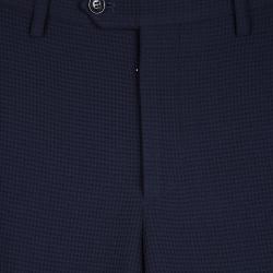 Pre Owned Giorgio Armani Navy Blue Waffle Pique Tailored Trousers XS