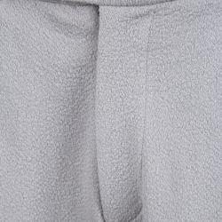 Pre Owned Giorgio Armani Grey Textured Wool Loose Fit Trousers XXL