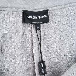 Pre Owned Giorgio Armani Grey Textured Wool Loose Fit Trousers XXL