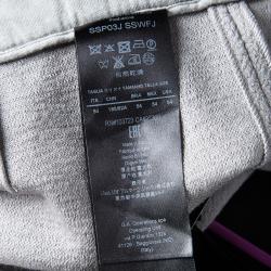 Pre Owned Giorgio Armani Grey Textured Wool Loose Fit Trousers XXL