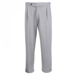 Giorgio Armani Grey Textured Wool Loose Fit Trousers XL